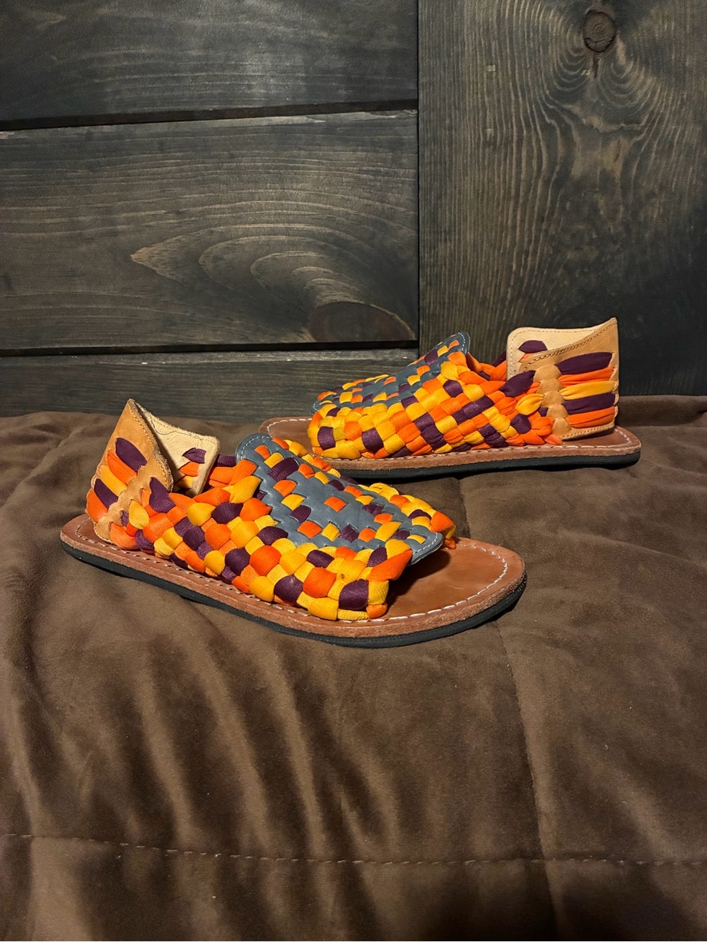 Bed Stu Orange, Yellow, Blue, Purple Woven  Sandals, size 7, cobbler series